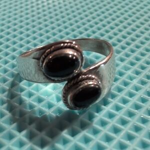 Sterling Silver Ring with Black Onyx Stones